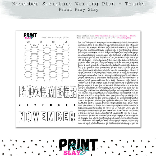November Scripture Writing Plan: Thanks