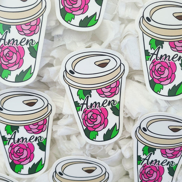 Amen Coffee Vinyl Stickers