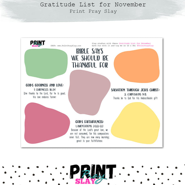 Gratitude List for November