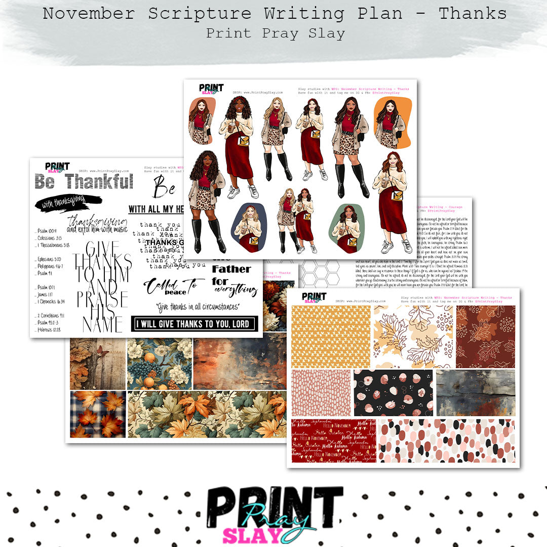 November Scripture Writing Plan: Thanks – Print Pray Slay