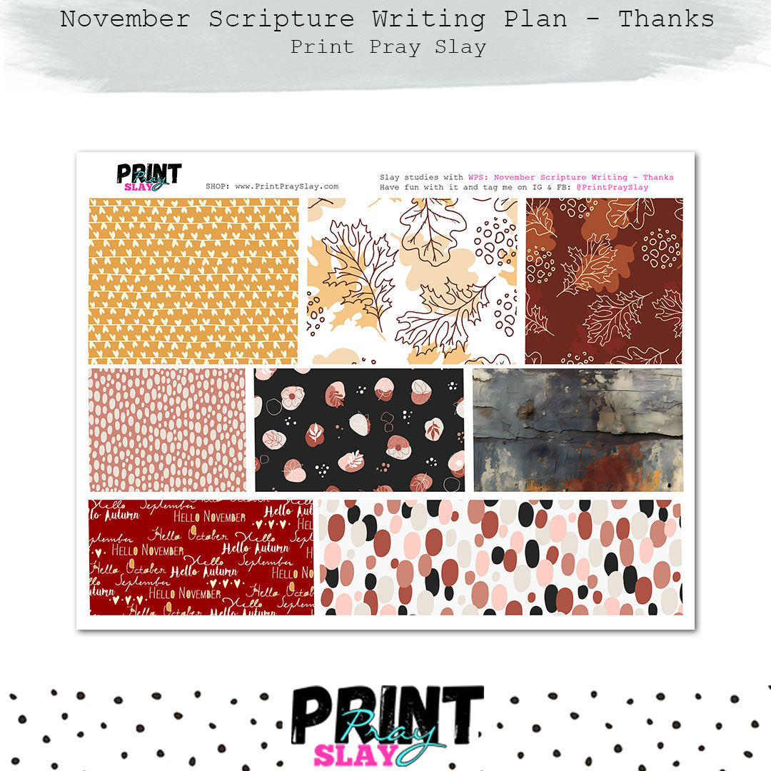 November Scripture Writing Plan: Thanks – Print Pray Slay