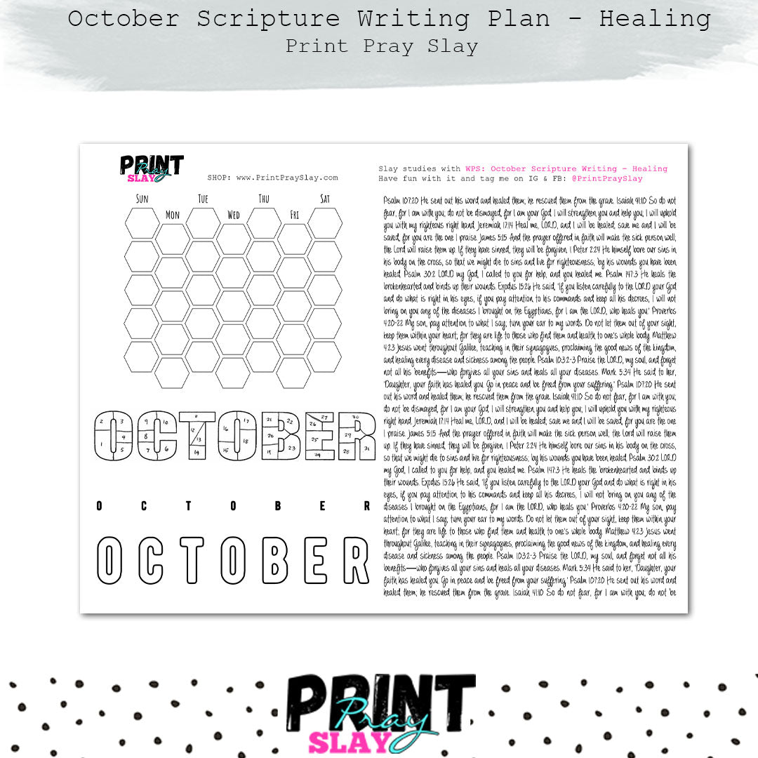 October Scripture Writing Plan: Healing – Print Pray Slay