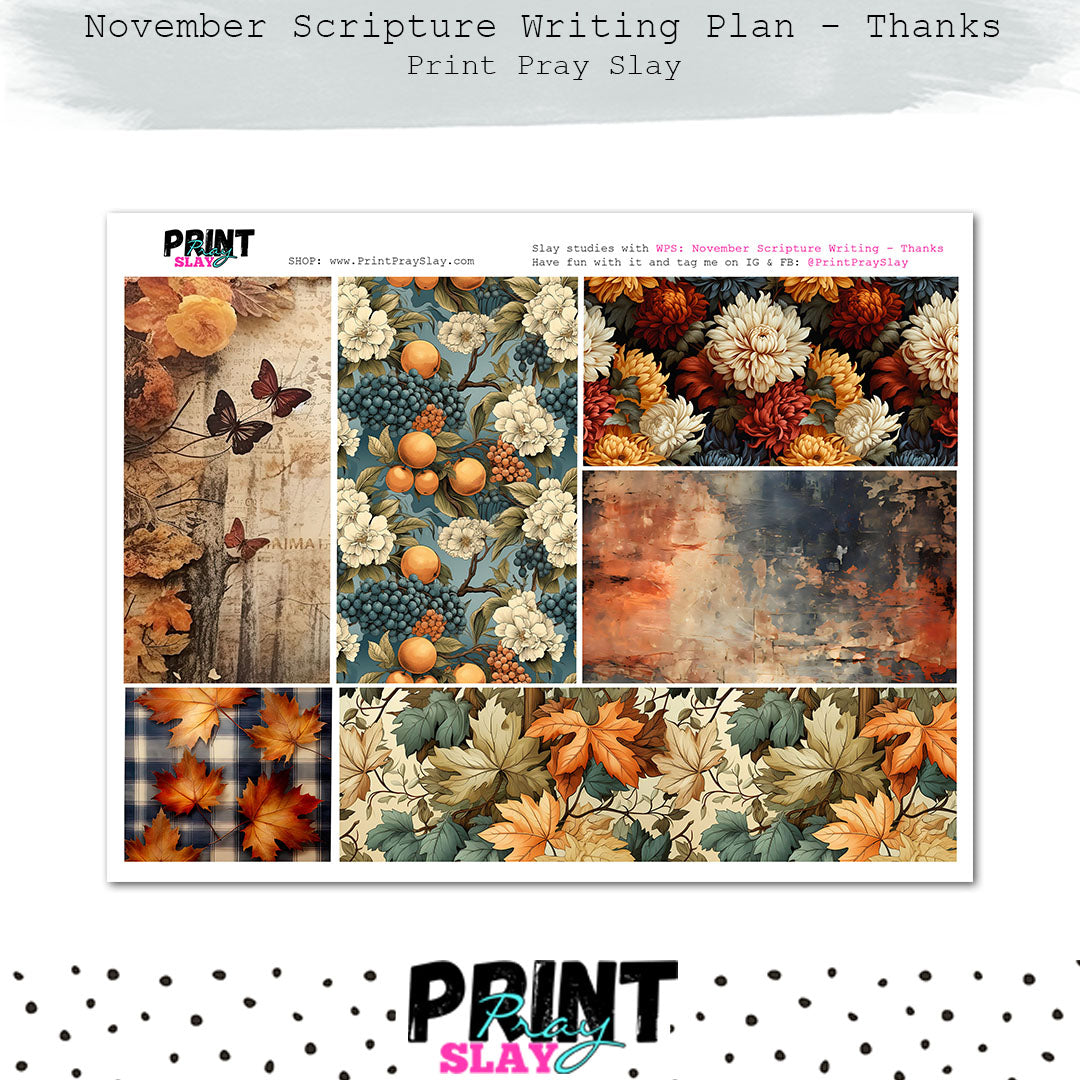 November Scripture Writing Plan: Thanks – Print Pray Slay