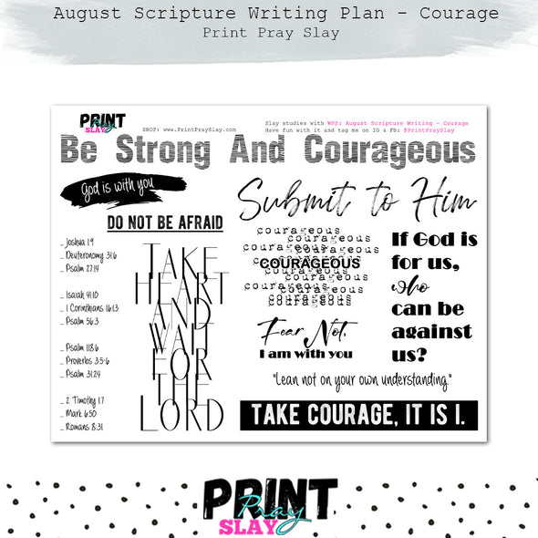 August Scripture Writing Plan: Courage