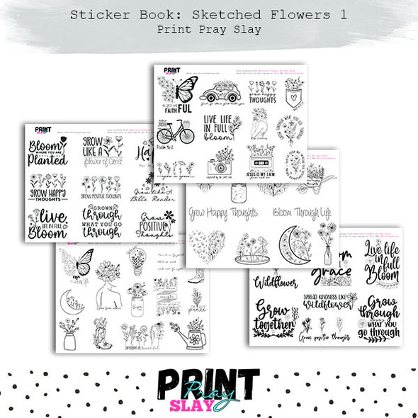 Sticker Book: Sketch Flowers 1
