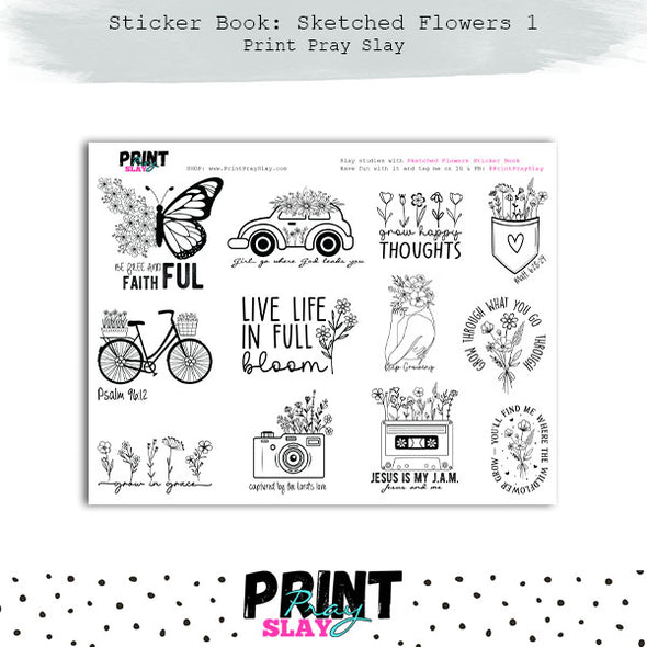 Sticker Book: Sketch Flowers 1