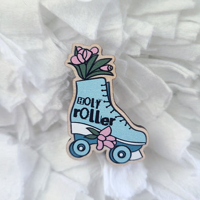 Holy Roller Skate Wooden Pin