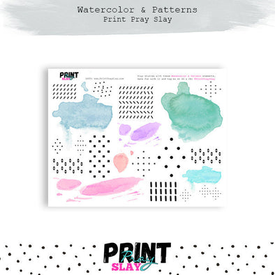 Watercolor Mix Media Elements
