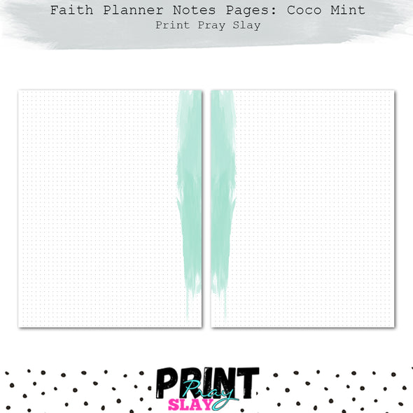 Faith Planner Notes - Cool Mint (12 pgs)