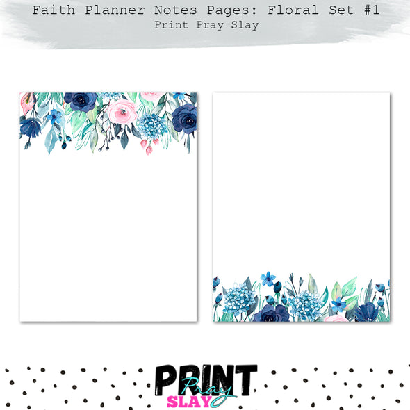 Faith Planner Notes - Floral Set #1 (12 pgs)