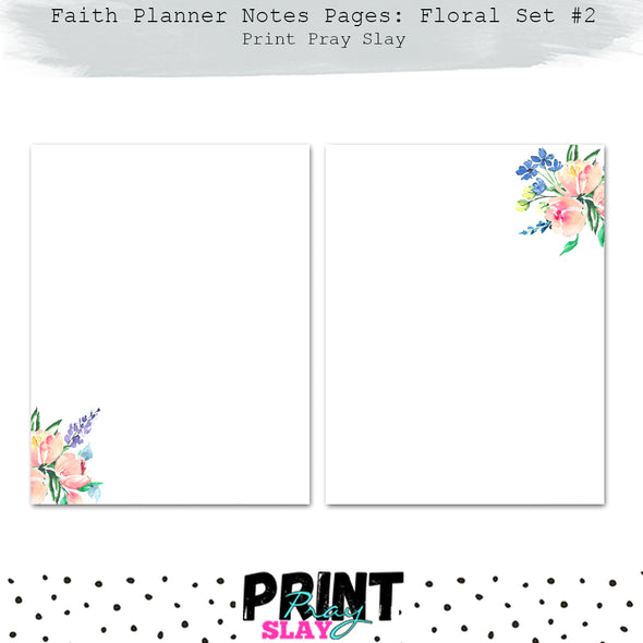 Faith Planner Notes - Floral Set #2 (14 pgs)