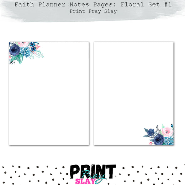 Faith Planner Notes - Floral Set #1 (12 pgs)
