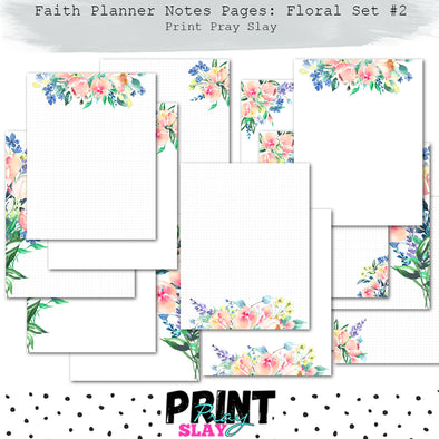 Faith Planner Notes - Floral Set #2 (14 pgs)