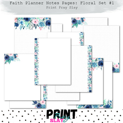 Faith Planner Notes - Floral Set #1 (12 pgs)