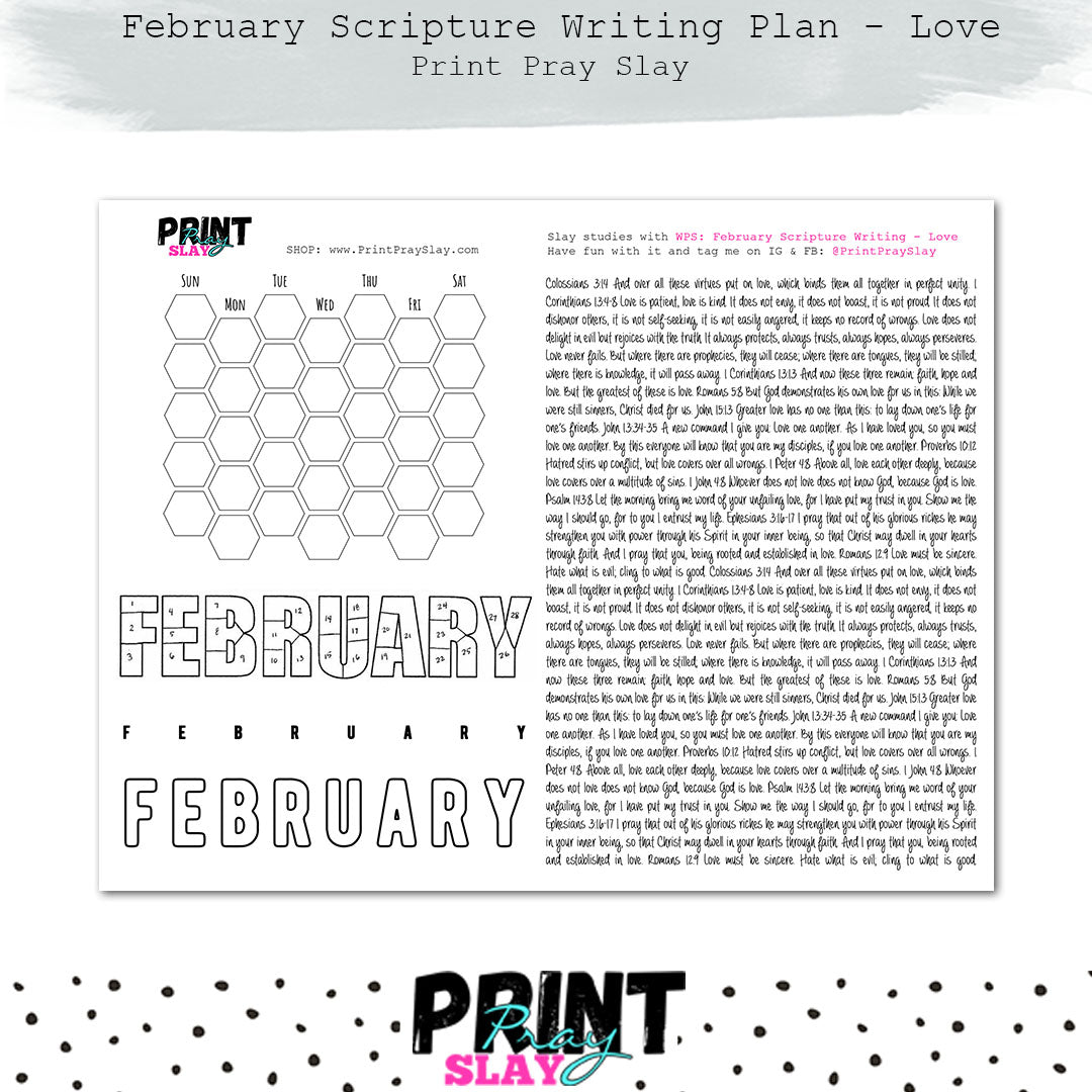 February Scripture Writing Plan Love Print Pray Slay February scripture writing plan love print pray slay