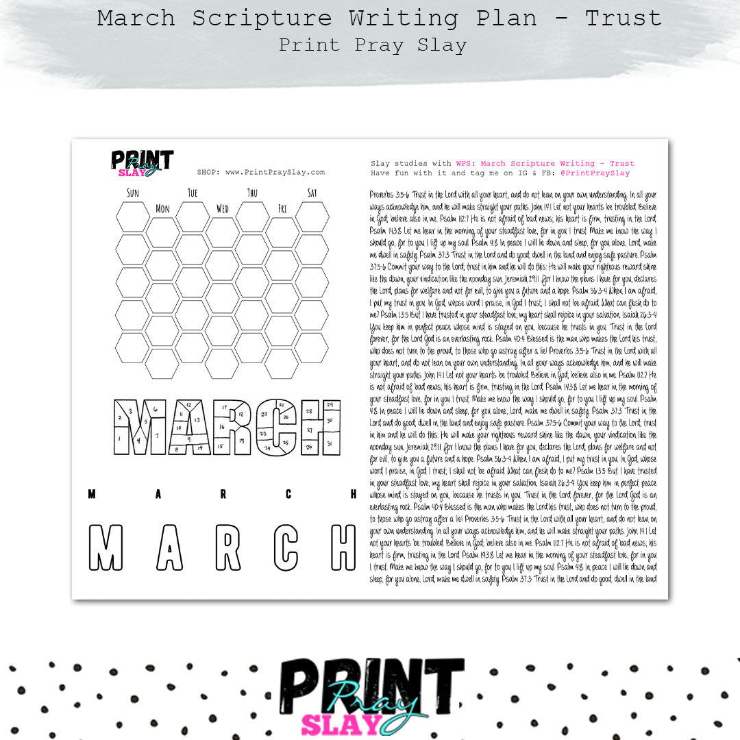 Marcg Scripture Writing March Scripture Writing Plan - Trust – Print Pray Slay