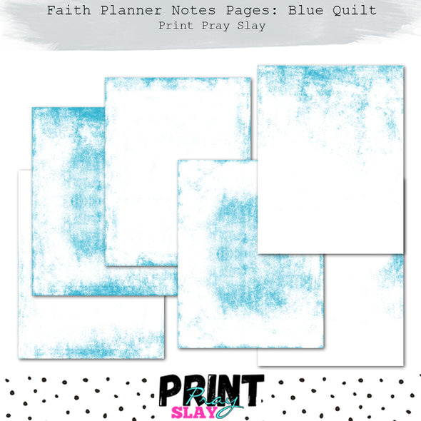 Faith Planner Notes - Blue Quilt (6 pgs)