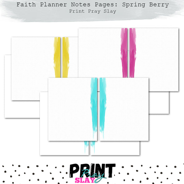 Faith Planner Notes - Spring Berry (12 pgs)